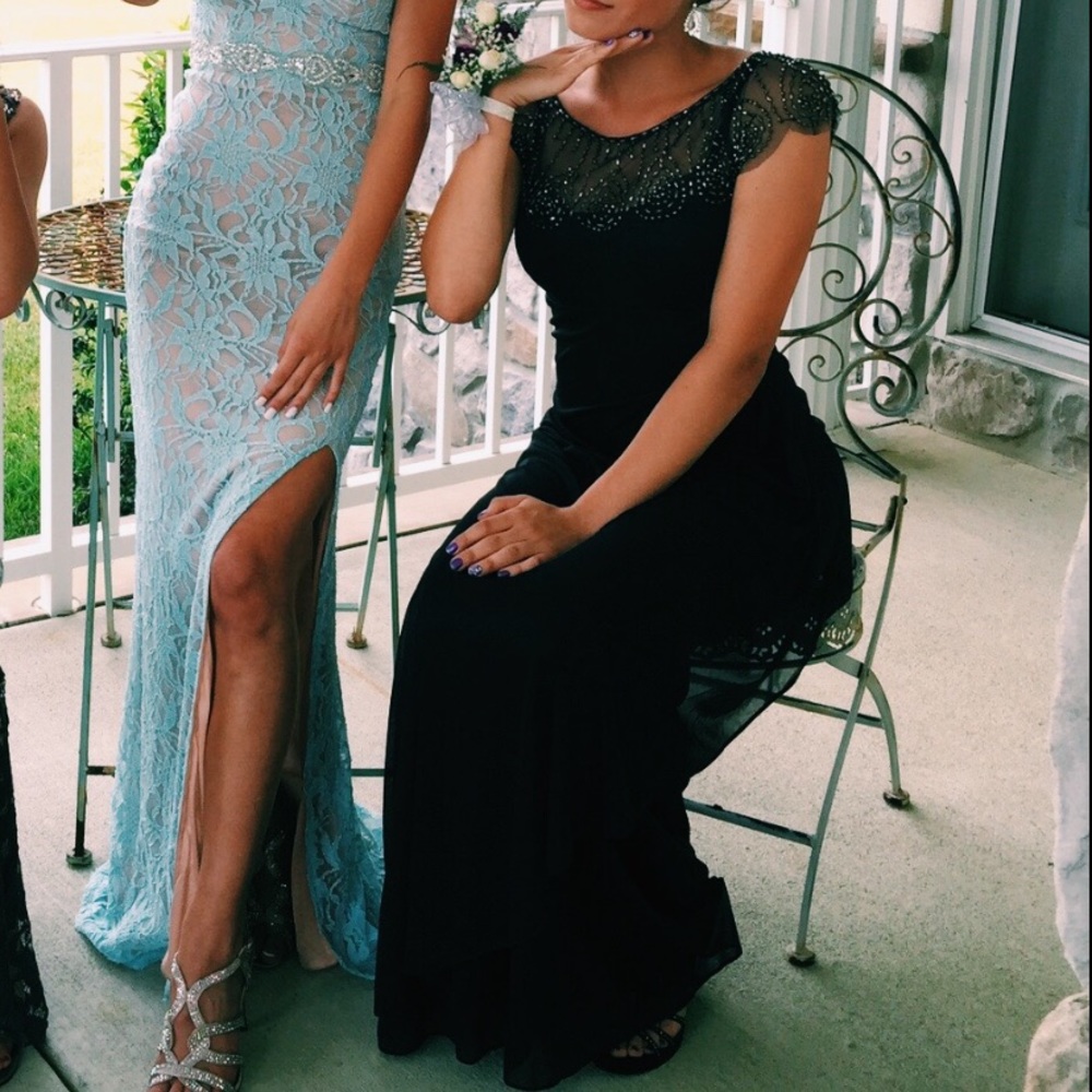 Charcoal Short Sleeve PROM DRESS!
